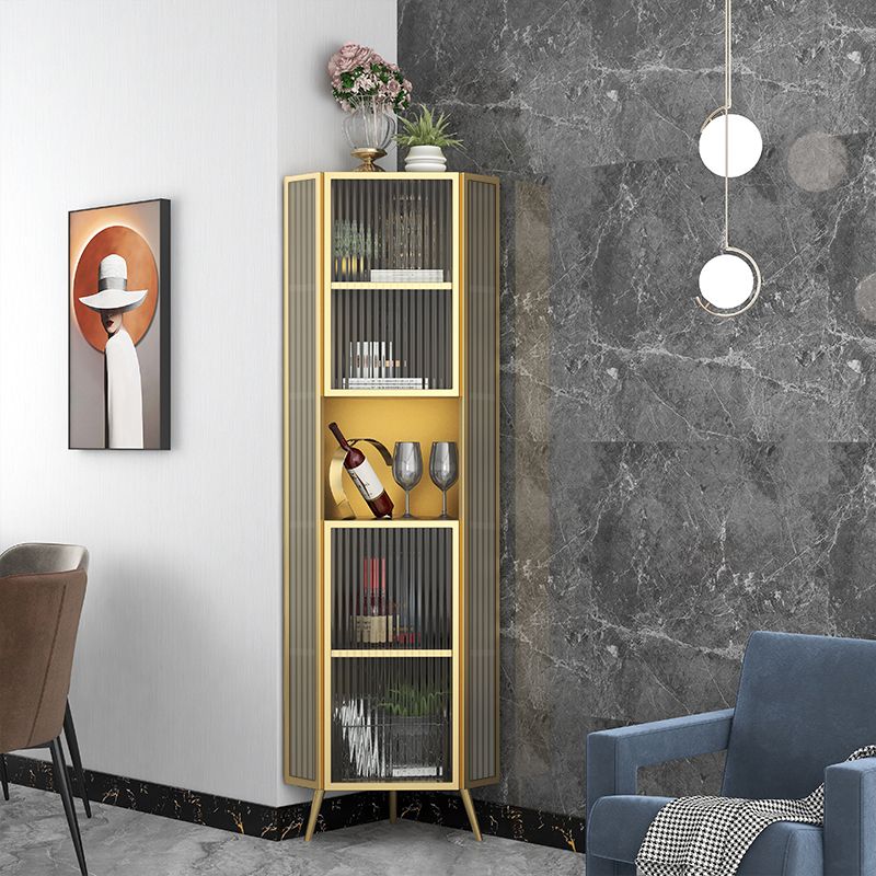 Living Room Glam Style Kitchen Buffet Server Glass Door Metal Frame Dining Server Clearhalo 'buffet_sideboard' 'Buffets & Sideboards' 'furn' 'furn_buffet_sideboard' 'Furniture' 'furniture_buffet_sideboard' 'Kitchen & Dining Furniture' 1200x1200_bfb8ded7-cb45-4f15-a242-72ee0dfbbc79