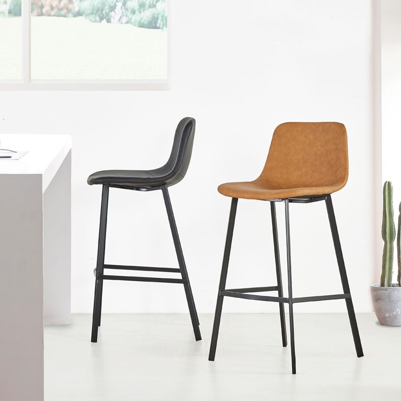 Modern Backrest Armless Counter Stool Iron Milk Tea Shop Bar Stool with Leather Cushion Clearhalo 'Bar Furniture' 'Bar Stools' 'bar_stools' 'furn' 'furn_bar_stools' 'Furniture' 'Kitchen & Dining Furniture' 1200x1200_bfb939b4-2603-4a68-b5bc-2681f826a39d