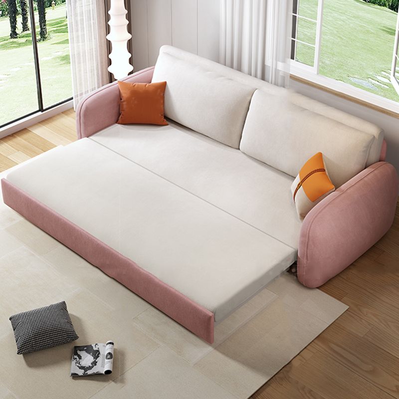 ピンクと白の枕とモダンな四角い腕のベッドソファソファ