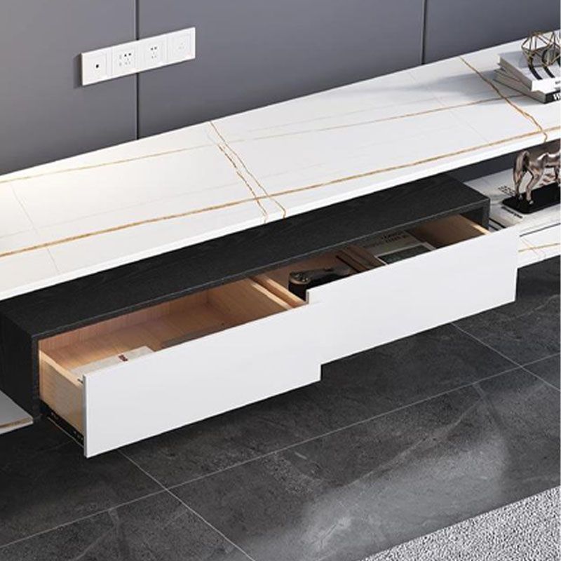 Moderno Style Stone TV Stand de TV en blanco y negro Gabinete de televisión de almacenamiento