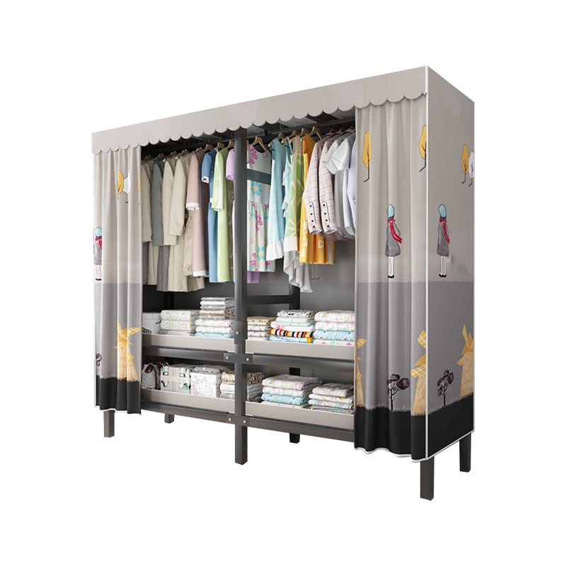 Foldable Freestanding Wardrobe Metal Frame Multifunctional Wardrobe Clearhalo 'Armoires & Wardrobes' 'armoires_wardrobes' 'Bedroom Furniture' 'furn' 'furn_armoires_wardrobes' 'Furniture' 1200x1200_bfbb7554-9e08-4cc5-b692-22bbd42007d4