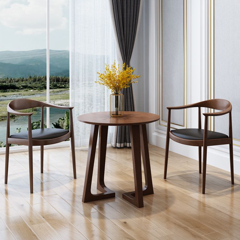 Round Double Pedestal Casual Dining Table Wood Color Fixed Table with Ashwood Solid Wood Clearhalo ' dining_table' 'Dining Tables & Seating' 'Dining Tables' 'furn' 'furn_dining_table' 'Furniture' 'furniture_dining_table' 'Kitchen & Dining Furniture' 'kitchen&dining_furn' 'kitchen' 'kitchen_dining_table' 1200x1200_bfbc3176-27e5-4d24-8aa5-7f7402effcd1