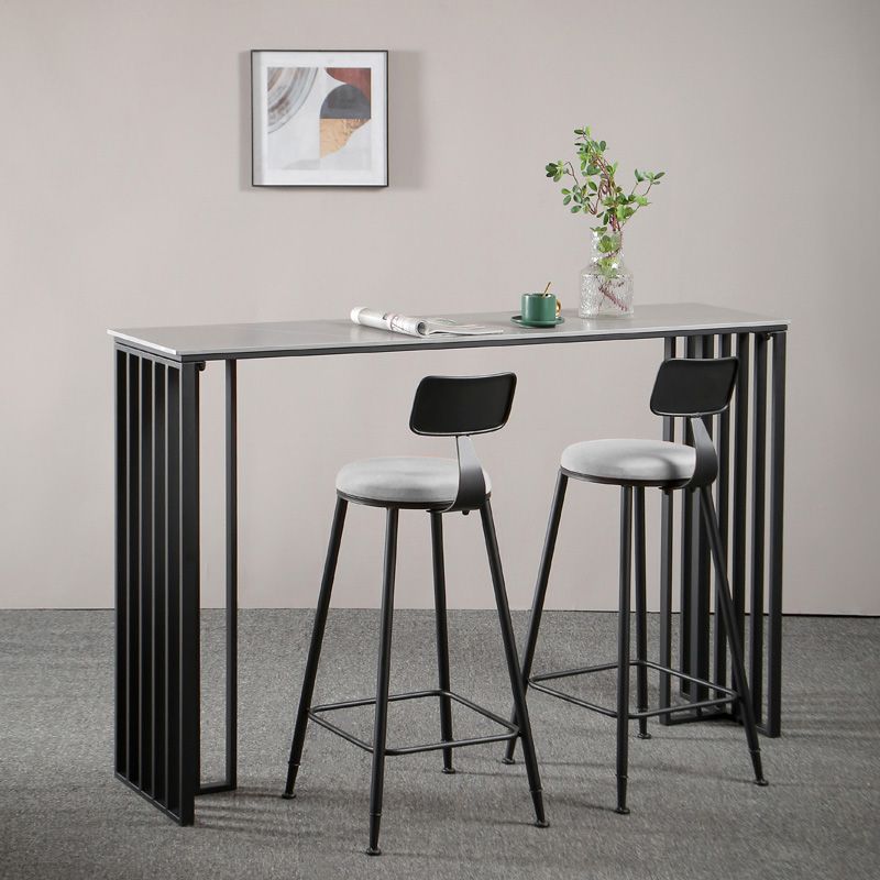 Modern Marble Table with Rectangle Table Top Black Sled Table - 42" H Clearhalo 'Bar Furniture' 'Bar Tables' 'bar_tables' 'furn' 'furn_bar_tables' 'Furniture' 'furniture_bar_tables' 'Kitchen & Dining Furniture' 1200x1200_bfbdf8ac-72f7-48f3-9bc8-f9fdd9a79a76