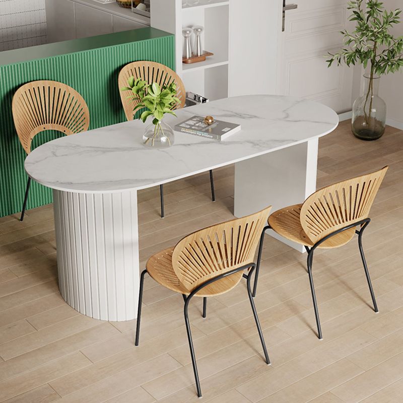 Metal Modern Oval Dining Table White Sintered Stone Table for Dining Room and Kitchen Clearhalo ' dining_table' 'Dining Tables & Seating' 'Dining Tables' 'Furniture' 'furniture_dining_table' 'Kitchen & Dining Furniture' 'kitchen&dining_furn' 'kitchen' 'kitchen_dining_table' 1200x1200_bfbdfd95-b492-464e-bb1e-97945ec5b881
