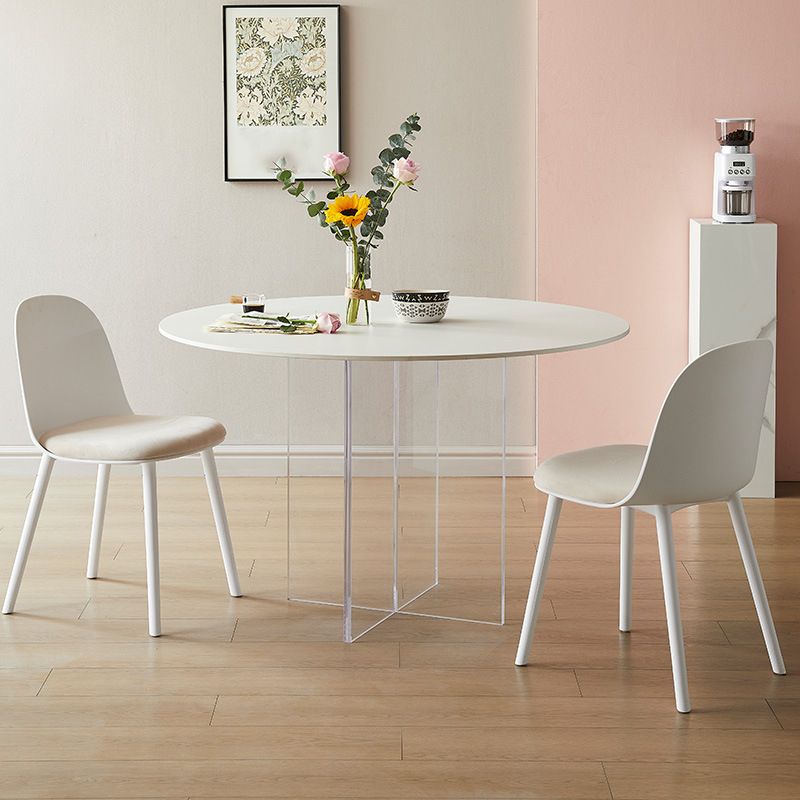 Contemporary White Stone Table Round Dining Table for Kitchen Clearhalo 'Dining Tables & Seating' 'Dining Tables' 'dining_table' 'furn' 'furn_dining_table' 'Furniture' 'Kitchen & Dining Furniture' 1200x1200_bfbe4588-061b-4715-aae0-8bb034e7f326