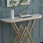 Marble Sofa Console Table Antique Finish Console Accent Table with Shelf