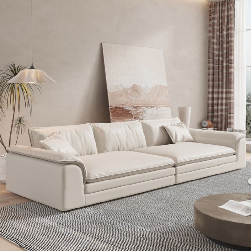 Nordic Sectional Latex Upholstery Filled Leather/flannelette Beige Sofa Clearhalo 'furn' 'furn_sectionals' 'Furniture' 'furniture_sectionals' 'Living Room Furniture' 'Sectionals' 1200x1200_bfc020c4-1381-4c95-8100-2e341d148983