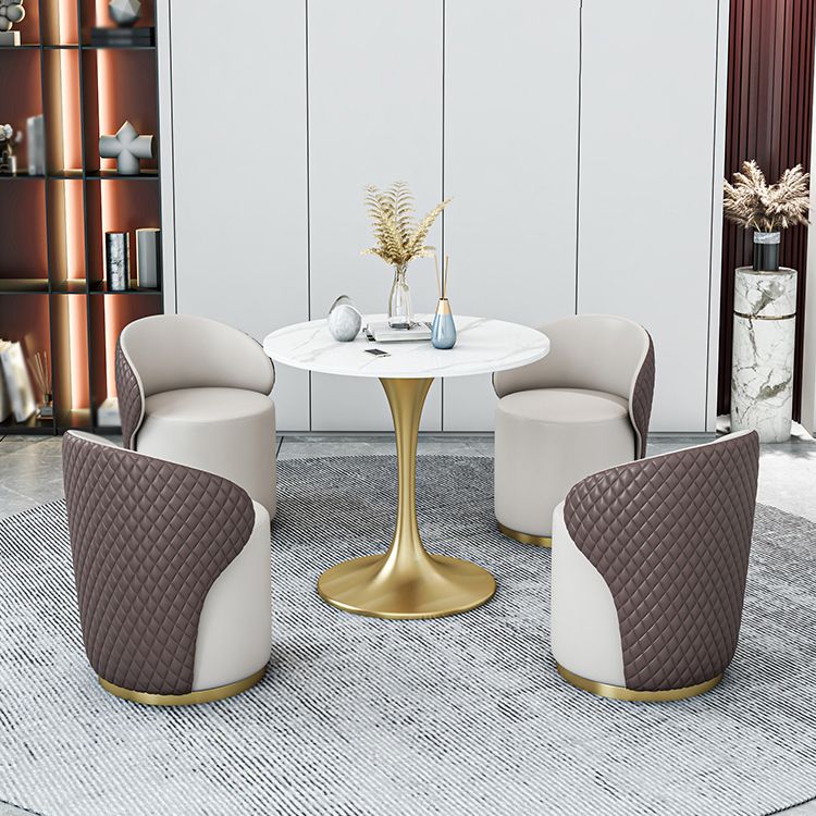 Glam 1/2/4/5 Pieces Gold Dinette Set with White Sintered Stone Top Round Dining Table Set Clearhalo 'Dining Room Sets' 'Dining Tables & Seating' 'dining_room_set' 'furn' 'furn_dining_room_set' 'Furniture' 'furniture_dining_room_set' 'Kitchen & Dining Furniture' 1200x1200_bfc1c593-fc26-4498-8522-751ee3467957