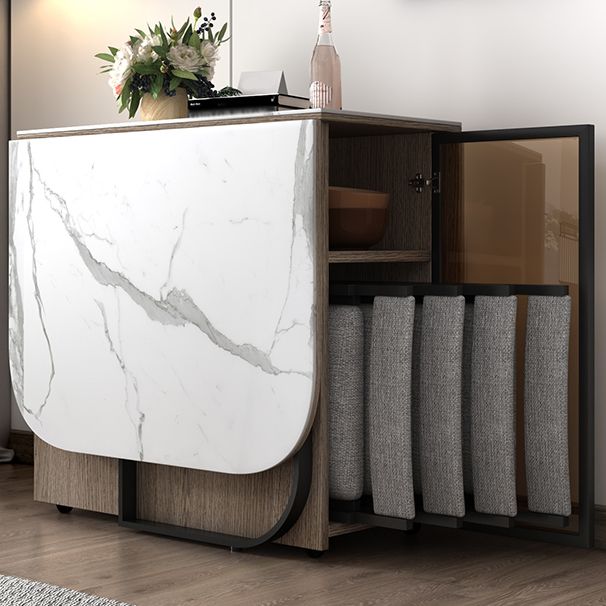 Modern Style Traditional Height Dining Set with Drop Leaf Table and Trestle Base Clearhalo 'Dining Room Sets' 'Dining Tables & Seating' 'dining_room_set' 'Furniture' 'furniture_dining_room_set' 'Kitchen & Dining Furniture' 'kitchen&dining_furn' 'kitchen' 1200x1200_bfc25e51-b580-48ca-8ad9-b43a49352a5e