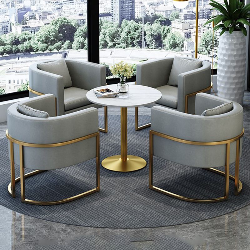 Parsons Arm Chair Leather Indoor Dining Chair with Gold Frame Clearhalo 'Dining Chairs' 'Dining Tables & Seating' 'dining_chair' 'furn' 'furn_dining_chair' 'Furniture' 'Kitchen & Dining Furniture' 1200x1200_bfc2cff5-3af0-4168-b74f-5dcdd7f81a3a