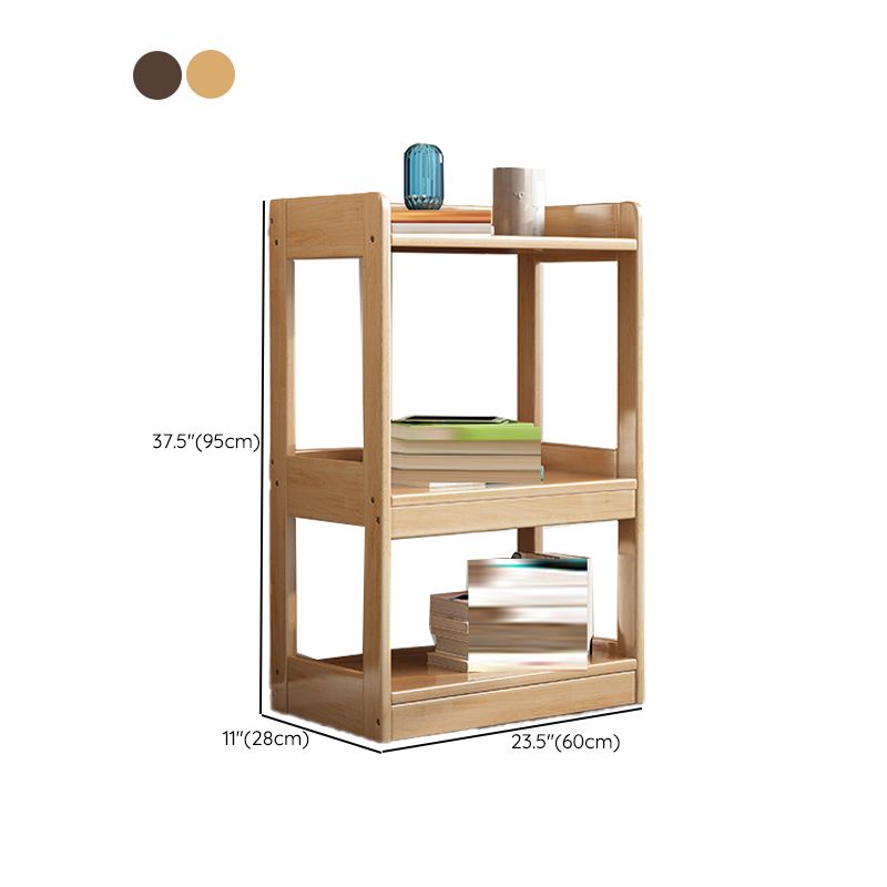 Contemporary Open Shelf Bookcase Rubberwood Bookshelf for Living Room
