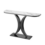 Stone Half Moon Console Table Table de acento de 31.5 pulgadas de altura para Hall