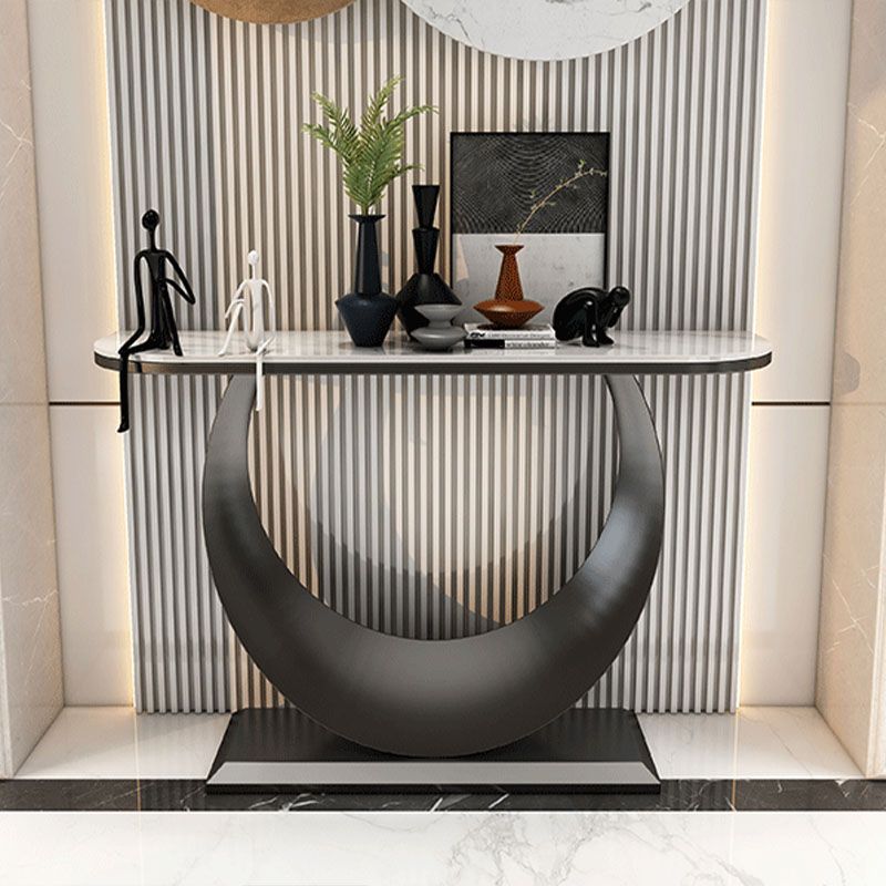 Tavolo di divano console di ferro moderno Stone Mezza Luna Console Tavolino per Hall