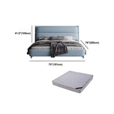 Leather Upholstered Rectangular Panel Bed Standard Bed Frame in Blue