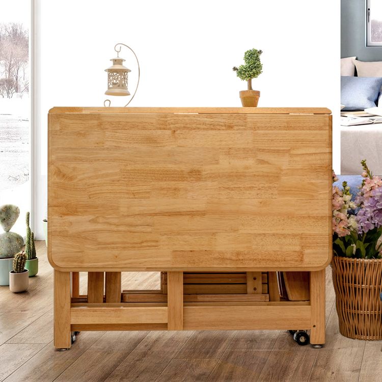 51'' Foldable Rubber Wood Table Medieval Modern Rectangle Table with Storage (only table) Clearhalo ' dining_table' 'Dining Tables & Seating' 'Dining Tables' 'furn' 'furn_dining_table' 'Furniture' 'furniture_dining_table' 'Kitchen & Dining Furniture' 'kitchen&dining_furn' 'kitchen' 'kitchen_dining_table' 1200x1200_bfcb9869-732a-4d3b-907e-c676bde58d6a