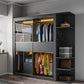 Grey Contemporary Wardrobe Closet Sliding Wardrobe Armoire with Drawer Clearhalo 'Armoires & Wardrobes' 'armoires_wardrobes' 'Bedroom Furniture' 'furn' 'furn_armoires_wardrobes' 'Furniture' 1200x1200_bfcc5440-22dd-4091-a52d-624d9df94e81