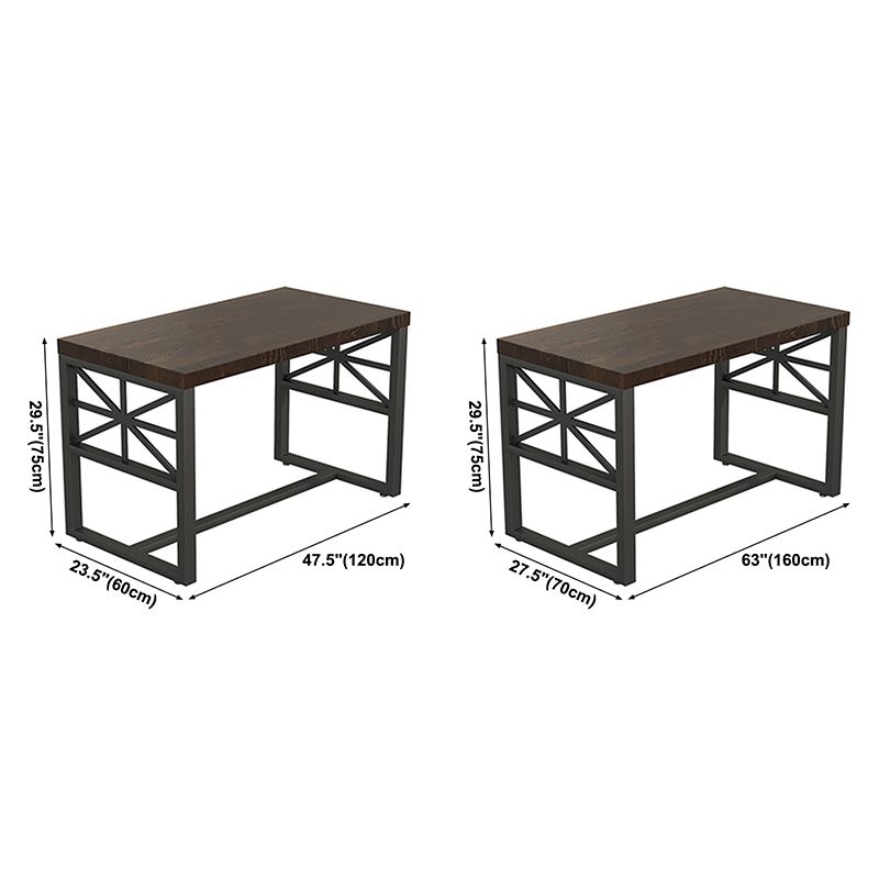 Industrial Solid Wood Dinner Room Kitchen Table Brown Trestle Base Table for Dinning Room Clearhalo ' dining_table' 'Dining Tables & Seating' 'Dining Tables' 'furn' 'furn_dining_table' 'Furniture' 'furniture_dining_table' 'Kitchen & Dining Furniture' 'kitchen&dining_furn' 'kitchen' 'kitchen_dining_table' 1200x1200_bfcfe3fc-5734-4228-bf40-e37f7fdec581