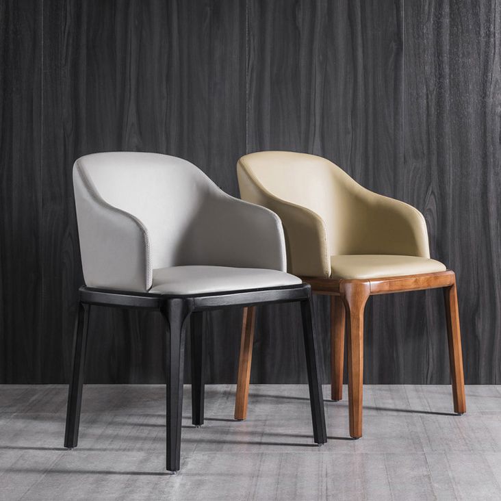 Modern Wood Dining Room Chair Arm Faux Leather Dining Chairs for Home Use Clearhalo ' kitchen&dining_furn' 'Dining Chairs' 'Dining Tables & Seating' 'dining_chair' 'furn' 'furn_dining_chair' 'Furniture' 'furniture_dining_chair' 'Kitchen & Dining Furniture' 'kitchen' 1200x1200_bfd00a26-0e09-4e47-b6d0-1b542bb330aa