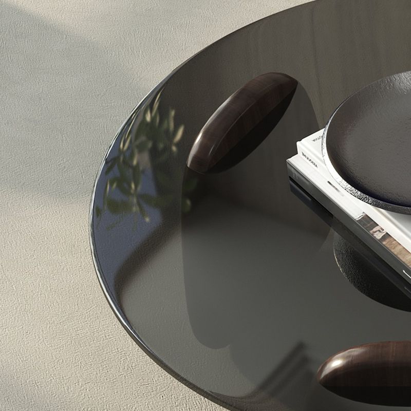 Tavolino rotondo a 2 pezzi moderno in vetro espresso nidificazione in legno tavolino