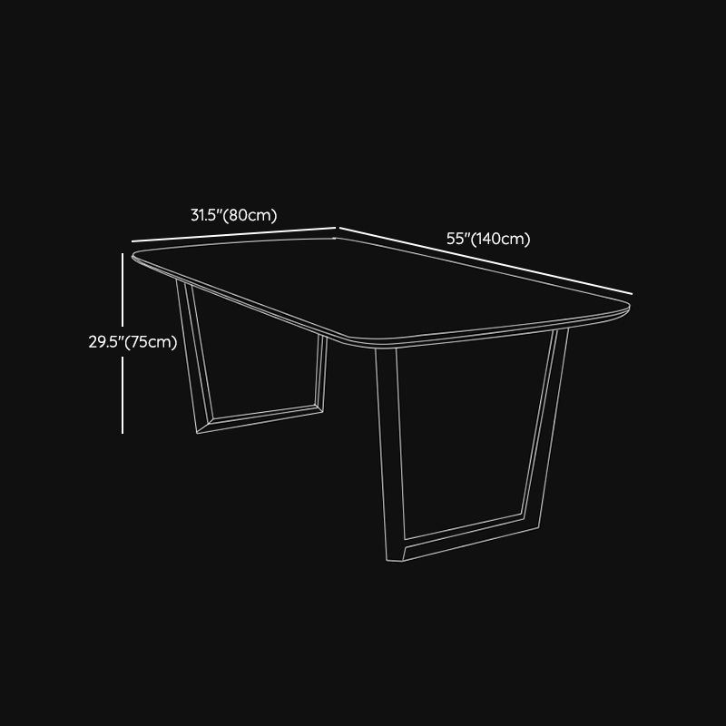 Tavolo da pranzo moderno rettangolare per tavolo da pranzo con piano in pietra nera domestica