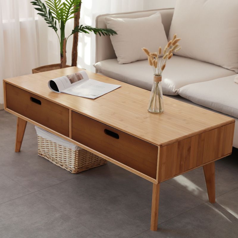 16.9" Tall Modern Wood 4-leg Base Rectangular Coffee Table with Drawers Clearhalo 'Coffee & Accent Tables' 'Coffee Tables' 'coffee_tables' 'furn' 'furn_coffee_tables' 'Furniture' 'furniture_coffee_tables' 'Living Room Furniture' 1200x1200_bfd1423e-819d-406b-a23f-82bec98cd115