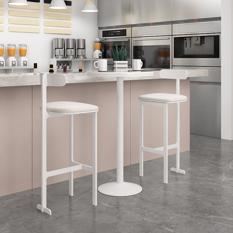 Modern Backrest Armless Counter Stool Iron Frame Bar Stool with Leather Cushion Clearhalo 'Bar Furniture' 'Bar Stools' 'bar_stools' 'furn' 'furn_bar_stools' 'Furniture' 'Kitchen & Dining Furniture' 1200x1200_bfd181f7-fbc6-4629-a25d-abd107d62c64