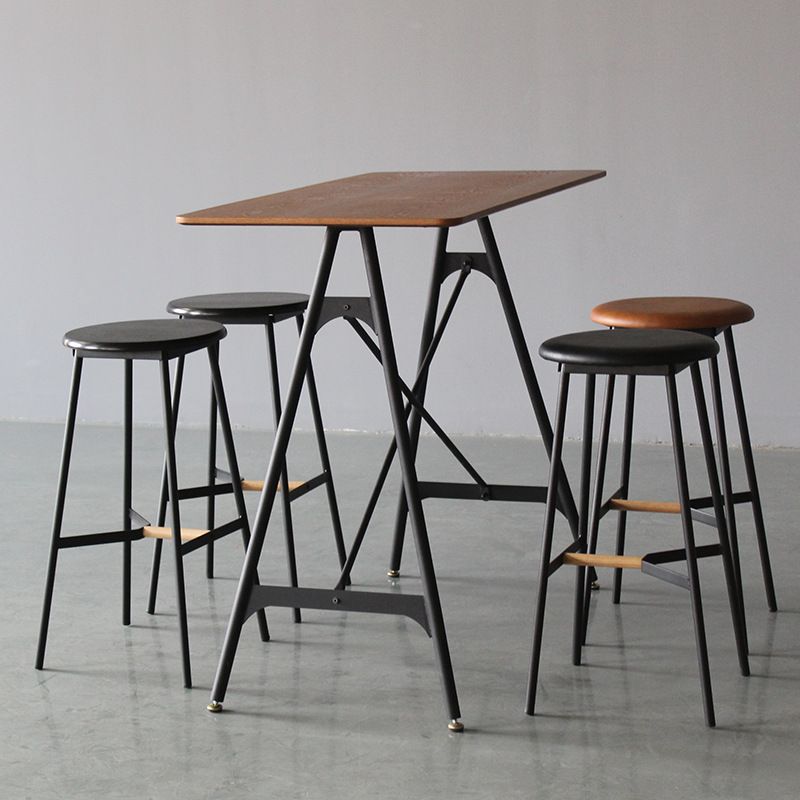 Modern Rectangle Bar Counter Table Wooden Dining Table with Metal Legs Clearhalo 'Bar Furniture' 'Bar Tables' 'bar_tables' 'furn' 'furn_bar_tables' 'Furniture' 'furniture_bar_tables' 'Kitchen & Dining Furniture' 1200x1200_bfd6f4e2-5999-428b-8610-6384c635c4af