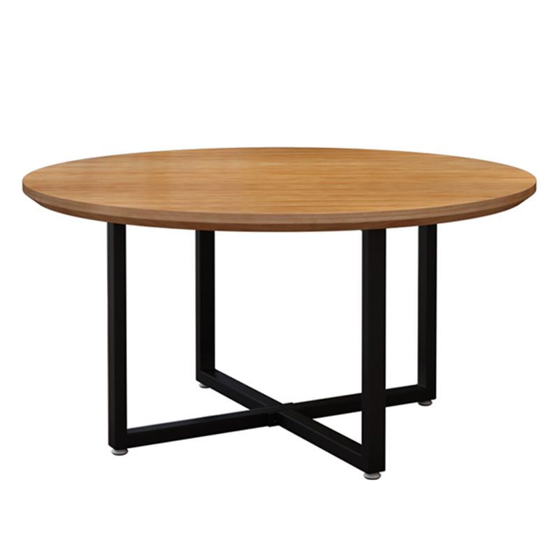 Pine Solid Wood Round Dining Table Iron Sled Base Dining Table for Dining