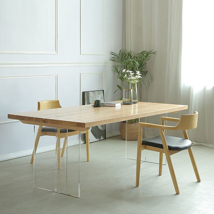 Solid Wood Top Dining Table Rectangle Pine Wood Table with Sled Base Clearhalo 'Dining Tables & Seating' 'Dining Tables' 'dining_table' 'furn' 'furn_dining_table' 'Furniture' 'furniture_dining_table' 'Kitchen & Dining Furniture' 'kitchen' 'kitchen_dining_table' 1200x1200_bfd90354-c2e7-4dfb-be2b-269cd541fa4e