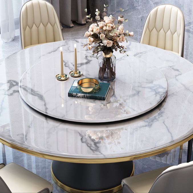 Marble Dining Table Luxury Style Single Pedestal Base Round Table for Home Clearhalo ' dining_table' 'Dining Tables & Seating' 'Dining Tables' 'furn' 'furn_dining_table' 'Furniture' 'furniture_dining_table' 'Kitchen & Dining Furniture' 'kitchen&dining_furn' 'kitchen' 'kitchen_dining_table' 1200x1200_bfda8045-ef71-4ed1-8465-29b721682ea9