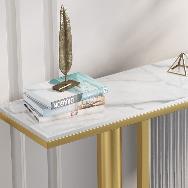 Rectangle Console Accent Table Antique Finish Modern Console Sofa Table in Stone