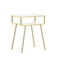Mesa lateral contemporánea vidrio 4 patas con mesa final de doble nivel rectangular de almacenamiento