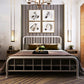 Metal Open-Frame Bed Solid Color Spindle Slat Bed With Custom Gold Legs