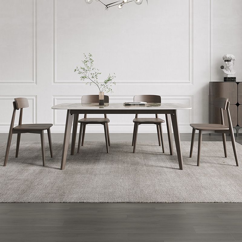 Contemporary Solid Wood Dining Table Sintered Stone Dining Table with 4 Legs Clearhalo 'Dining Tables & Seating' 'Dining Tables' 'dining_table' 'furn' 'furn_dining_table' 'Furniture' 'furniture_dining_table' 'Kitchen & Dining Furniture' 'kitchen' 'kitchen_dining_table' 1200x1200_bfe3a1a3-42d8-4202-b78b-5ea93747a1aa