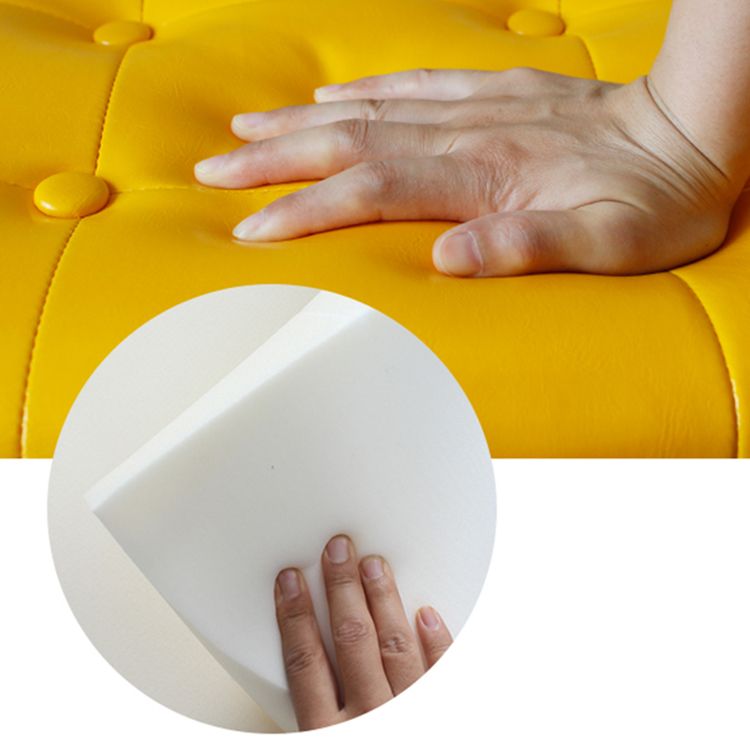 Contemporary Pouf Ottoman PU Leather Nailhead Trim Tufted Square Ottoman with Storage