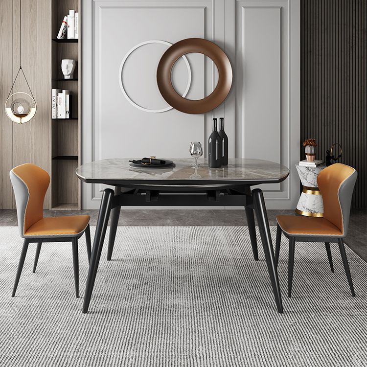 Sintered Stone Top Extendable Round Kitchen Table Modern Dining Table with 4 Legs Clearhalo ' dining_table' 'Dining Tables & Seating' 'Dining Tables' 'furn' 'furn_dining_table' 'Furniture' 'furniture_dining_table' 'Kitchen & Dining Furniture' 'kitchen&dining_furn' 'kitchen' 'kitchen_dining_table' 1200x1200_bfe6da00-2bbf-4e4f-9cbb-c6ac87590476