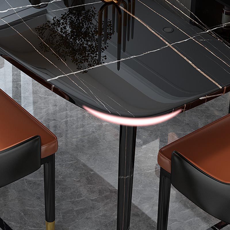 Glam Matte Finish Marble Table Home Rectangle Dining Table with 4 Legs Clearhalo 'Dining Tables & Seating' 'Dining Tables' 'dining_table' 'Furniture' 'furniture_dining_table' 'Kitchen & Dining Furniture' 'kitchen' 'kitchen_dining_table' 1200x1200_bfe8a29f-2388-4b7d-9cba-fd2694fbd276