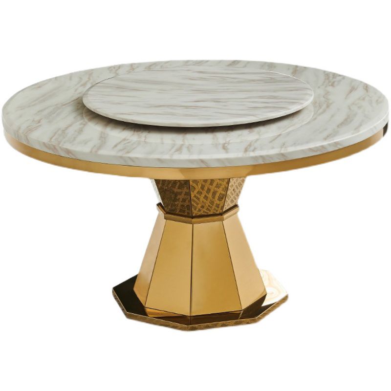 Glam Round Shape Marble Table Standard Kitchen Dining Table with Pedestal Base Clearhalo ' dining_table' 'Dining Tables & Seating' 'Dining Tables' 'furn' 'furn_dining_table' 'Furniture' 'furniture_dining_table' 'Kitchen & Dining Furniture' 'kitchen&dining_furn' 'kitchen' 'kitchen_dining_table' 1200x1200_bfea22ba-4a68-4f93-b411-1cdfc0a13ed3