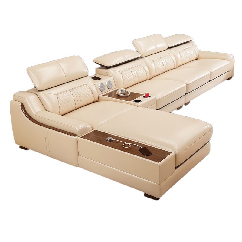 Divano e chaise con armi inclinate resistenti alla vera pelle contemporanea divano e chaise