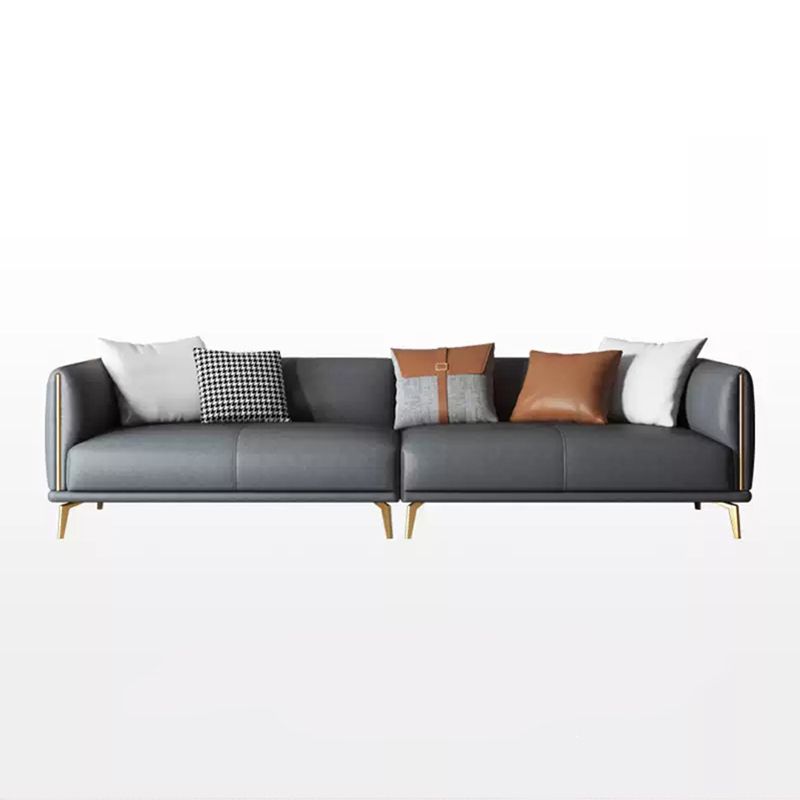 Contemporary Dark Gray Standard Sofa Faux Leather Sqaure Arm Couch Clearhalo 'furn' 'furn_sofas' 'Furniture' 'furniture_sofas' 'Living Room Furniture' 'Sofa' 'sofas' 1200x1200_bfea69d8-536e-40d4-a300-fb1ee3d9c207