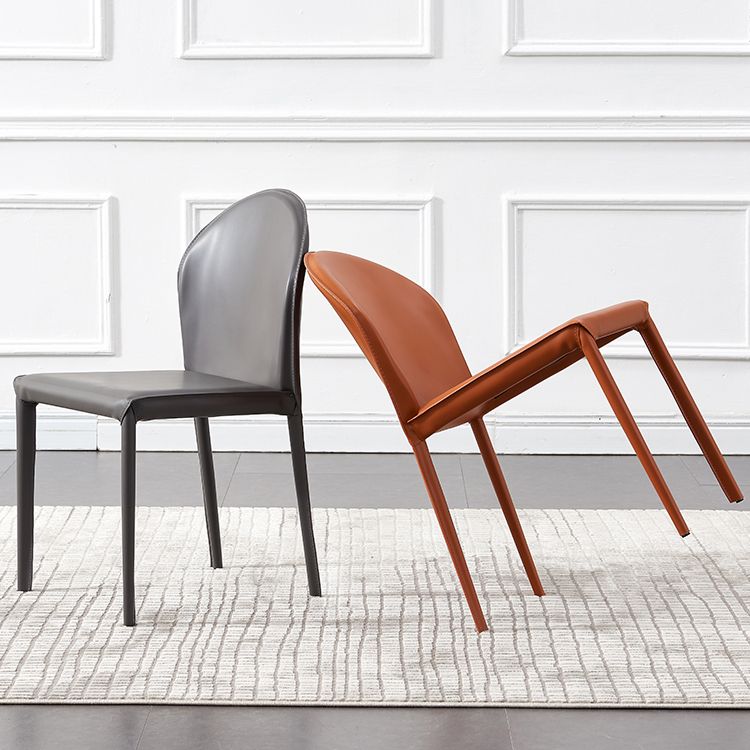 Contemporary Armless Solid Back Chair for Home Leather Dining Side Chair Clearhalo 'Dining Chairs' 'Dining Tables & Seating' 'dining_chair' 'furn' 'furn_dining_chair' 'Furniture' 'furniture_dining_chair' 'Kitchen & Dining Furniture' 1200x1200_bfea9d0d-fb98-420d-977e-7d53546ec2a6