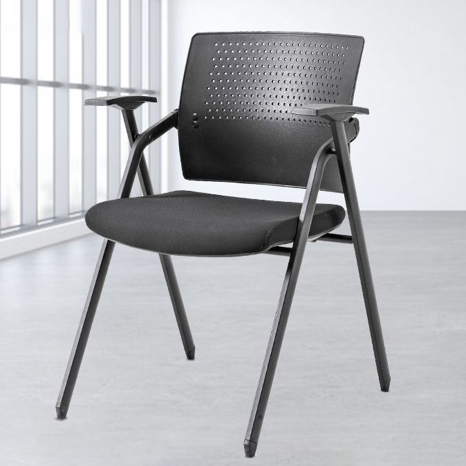 19" Wide Contemporary Desk Chair Black No Wheels Office Chair Clearhalo 'furn' 'furn_office_chair' 'Furniture' 'Office Chairs' 'Office Furniture' 'office_chair' 1200x1200_bfec264f-83ec-46c2-bea0-4e4fc62d6ebb