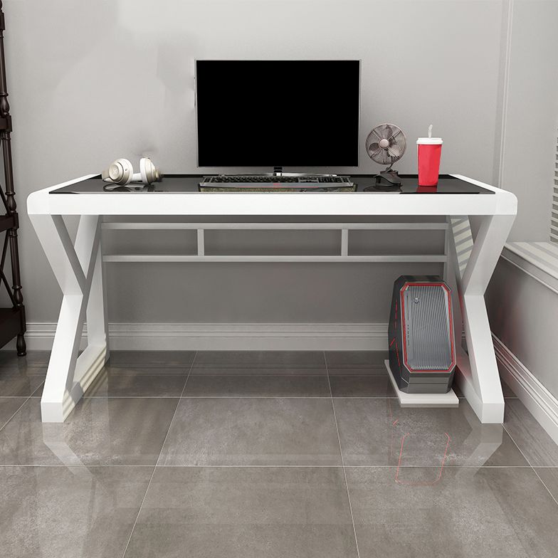 Hedendaags glazen rechthoekige gaming -bureau gespiegeld schrijfbureau voor thuis