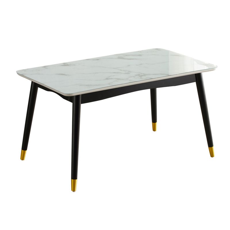 Mesa de comedor rectangular de vidrio de estilo moderno con 4 pies