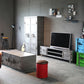 Meuble TV 17,72"H, console TV grise de style industriel avec 2 portes pour salon