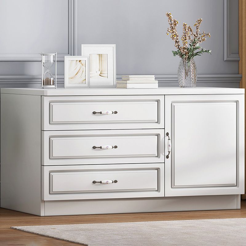 Modern White Accent Chest with Drawers 14.96" Wide Side Cabinet with Door