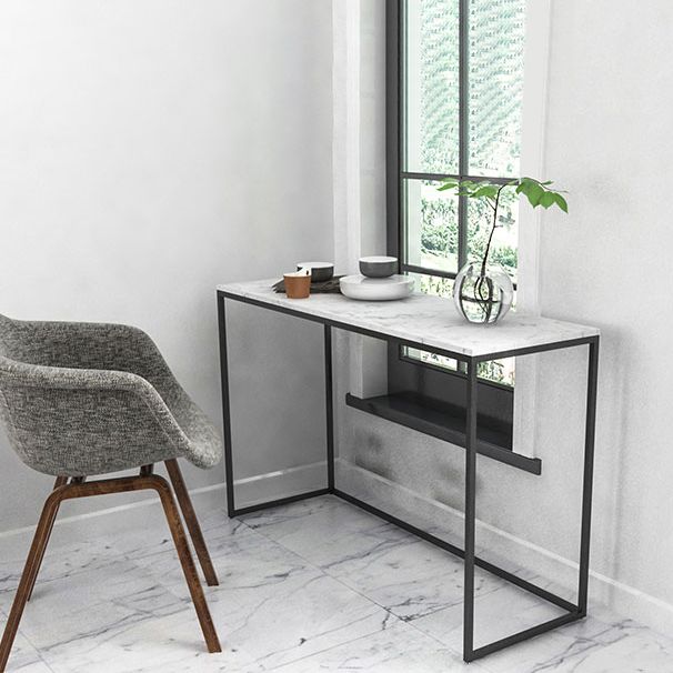 Tavolo da divano di divano rettangolo di ferro in marmo glam tavolo da console con telaio resistente