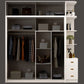 White Wardrobe Closet Engineered Wood Wardrobe Armoire with Garment Rod