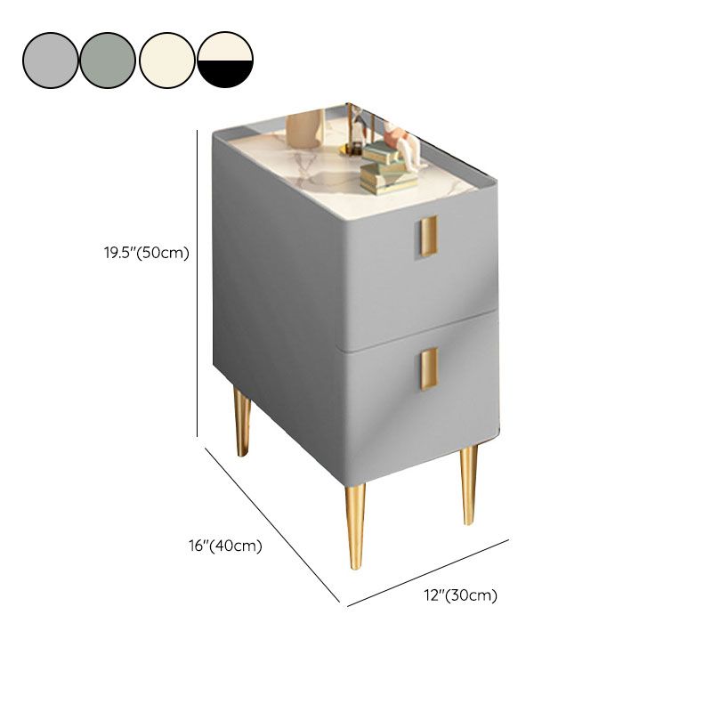 Gabinete de cama de piedra contemporáneo con 2 cajones de madera para dormitorio