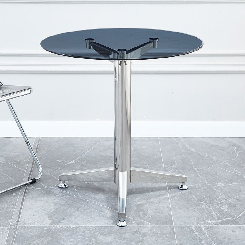 Glass Top Dining Table Modern Dining Table with Pedestal Base Clearhalo 'Dining Tables & Seating' 'Dining Tables' 'dining_table' 'Furniture' 'furniture_dining_table' 'Kitchen & Dining Furniture' 'kitchen' 'kitchen_dining_table' 1200x1200_bff5d6aa-8389-4346-820d-577da17b9e9c